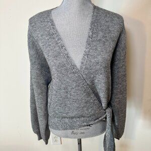 Wayf Charcoal Knit Wrap Cardigan